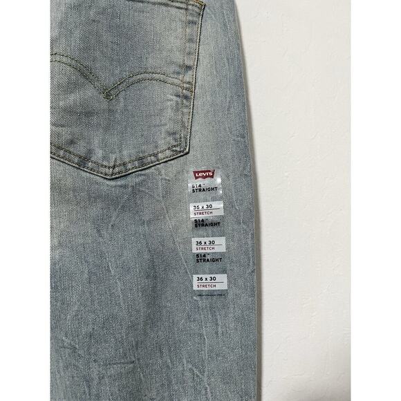 Levis 514 Straight Leg Men's Jeans 36x30 Blue Zip Fly Light Wash NEW - Picture 8 of 8